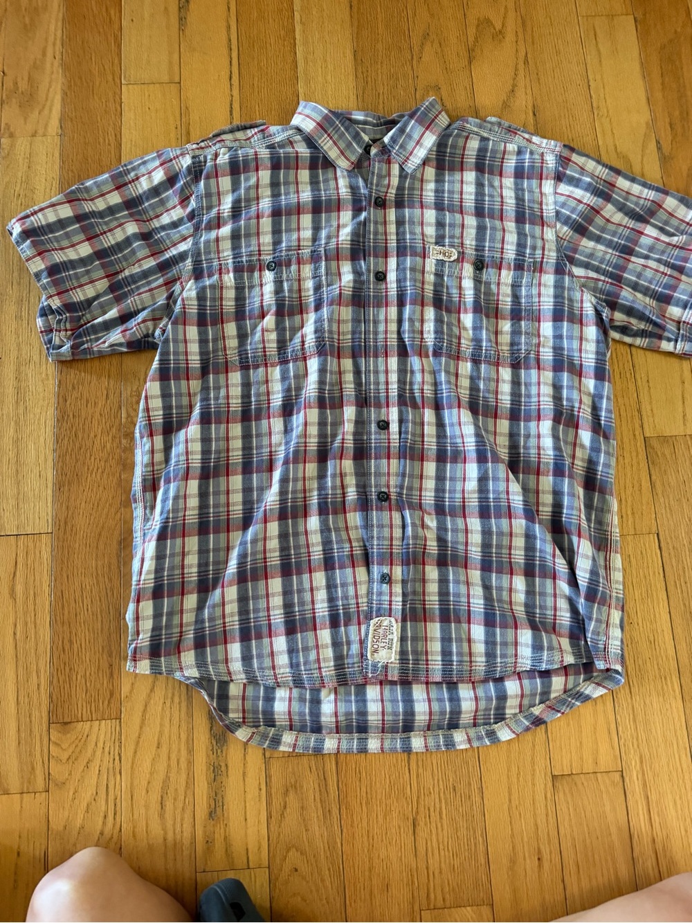 Harley Davidson Short Sleeve Button Up Mens Shirt Plaid XL